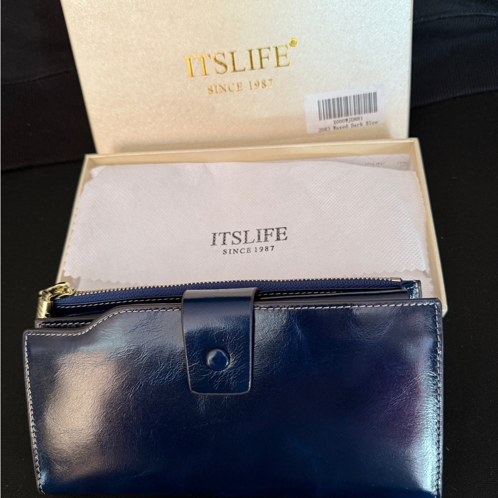ITSLIFE Blue Leather Wallet NEW